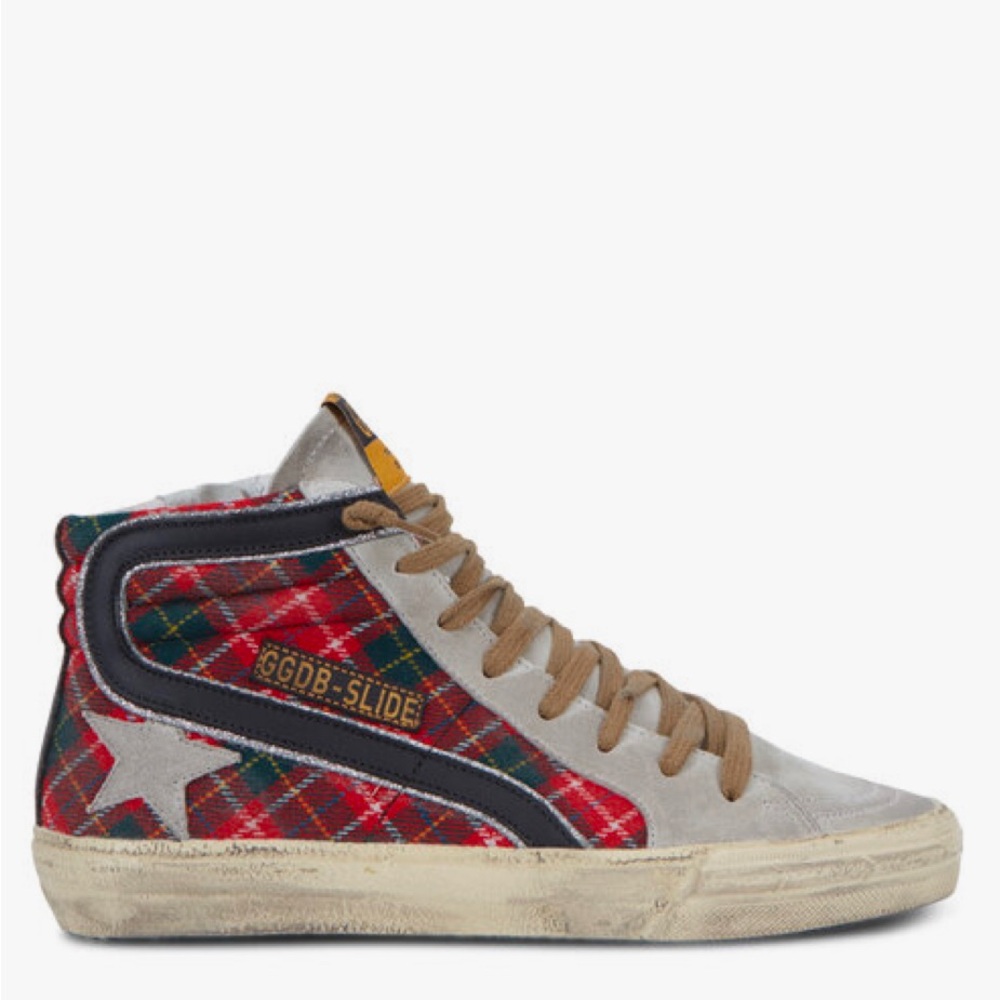 Golden Goose Red Tartan Slide Sneaker